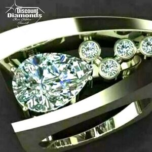 Clear White Diamond & White Baguette Diamond Cocktail Ring 925 Sterling Silver